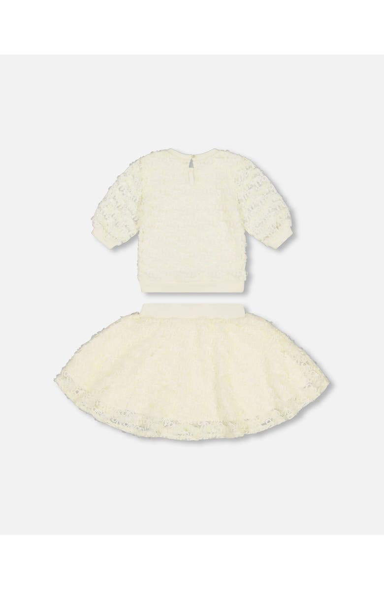Deux par Deux Little Girl's Eyelet Top And Skirt Set Off White, Alternate, color, 
