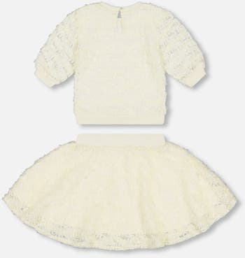 Deux Par Deux Organic Eyelet Sleeve Top - Off White Deux Par Deux Organic Eyelet Sleeve Top - Off White