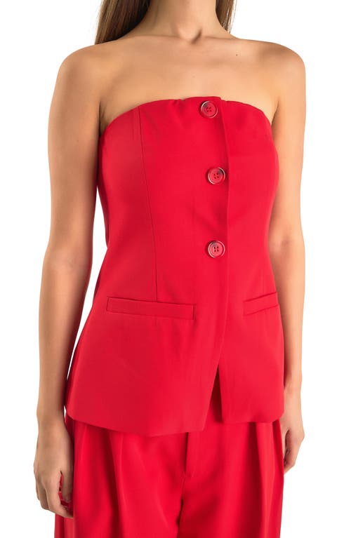 Endless Rose Button Strapless Top In Red