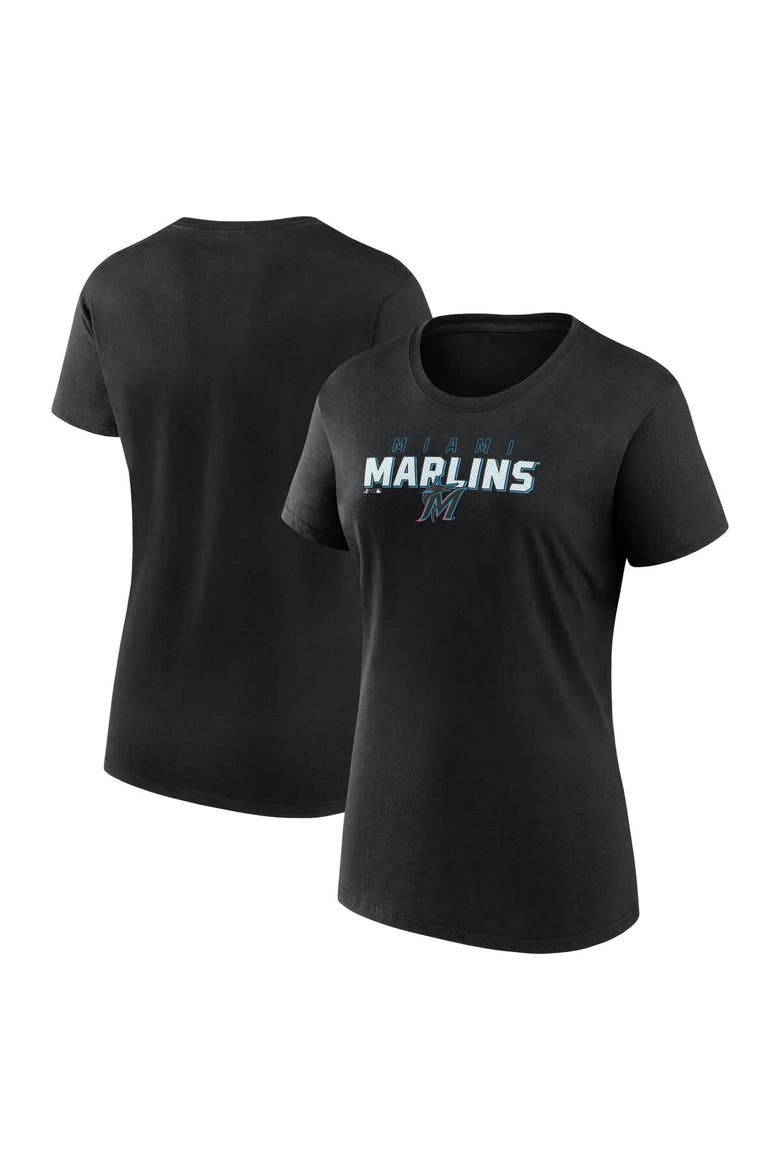 Women's Fanatics Black Miami Marlins Lean T-Shirt, Alternate, color, Black