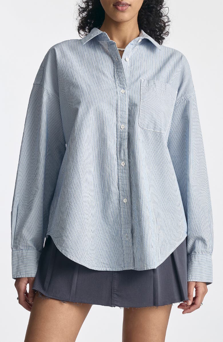 Brooklyn Industries Stripe Cotton Shirt, Main, color, Blue Striped