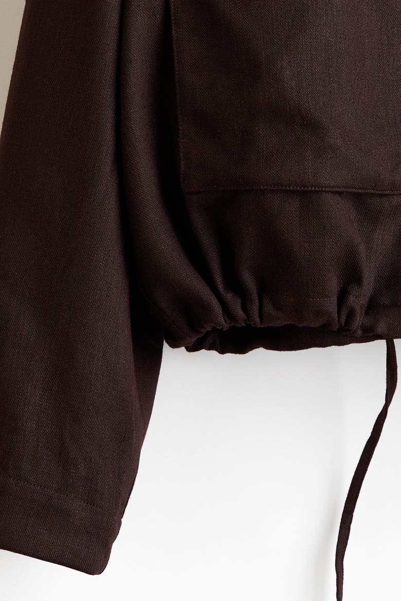 Linen-blend Overshirt With Zipper, Alternate, color, Dark brown
