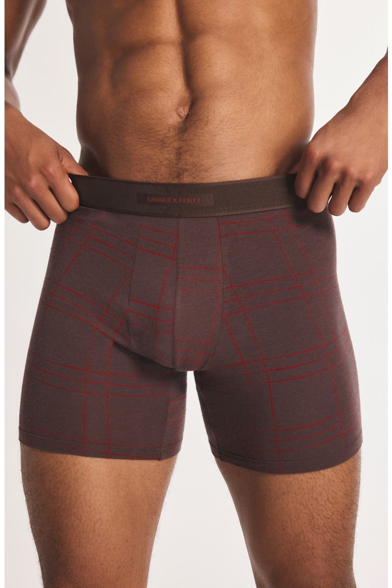 Savage X Cotton Blend Boxer Briefs, Alternate, color, RUSTIQUE PURPLE DRAWN PLAID