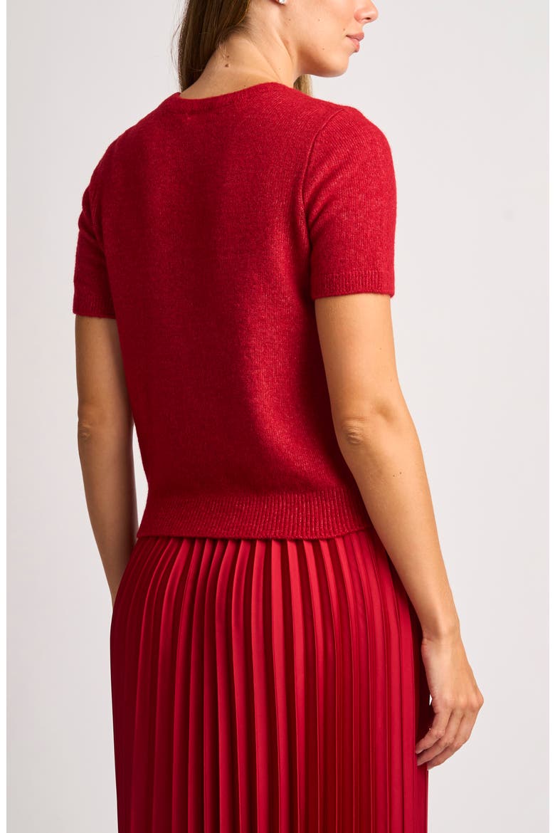 Short Sleeve Crewneck Sweater, Alternate, color, RED HOT