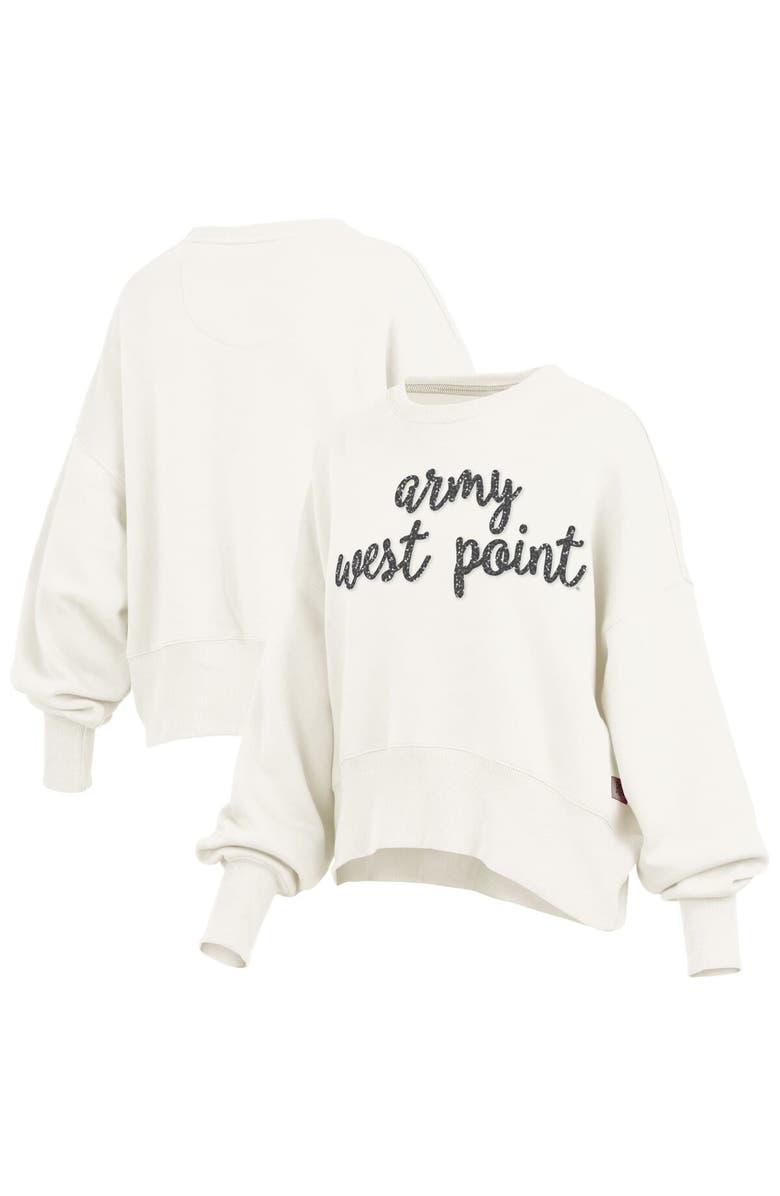 PRESSBOX Women
s Pressbox Cream Army Black Knights Oversized Chelsea Waist Length Pullover Sweatshirt, Main, color, 