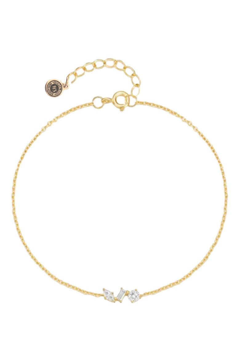 Silvana Chain Link Bracelet with Round, Pear, and Emerald Cut Cubic Zirconia Stones, Main, color, Gold