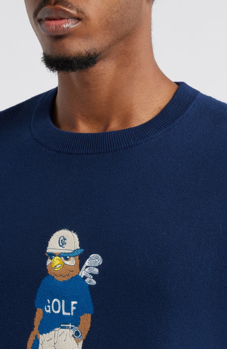 Quiet Golf Owl Cotton Graphic Sweater, Alternate, color,