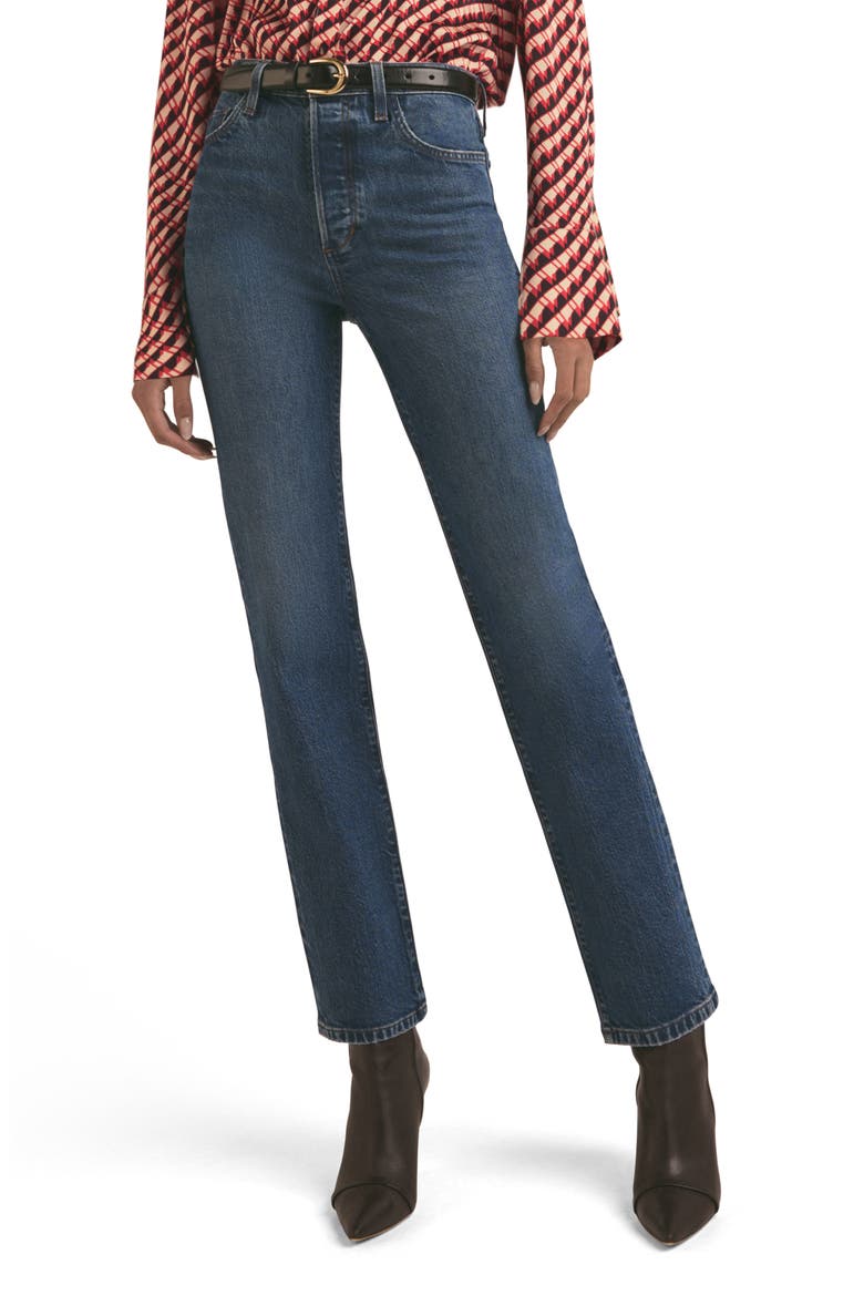 The Valentina High Waist Straight Leg Jeans, Main, color, ESSEX