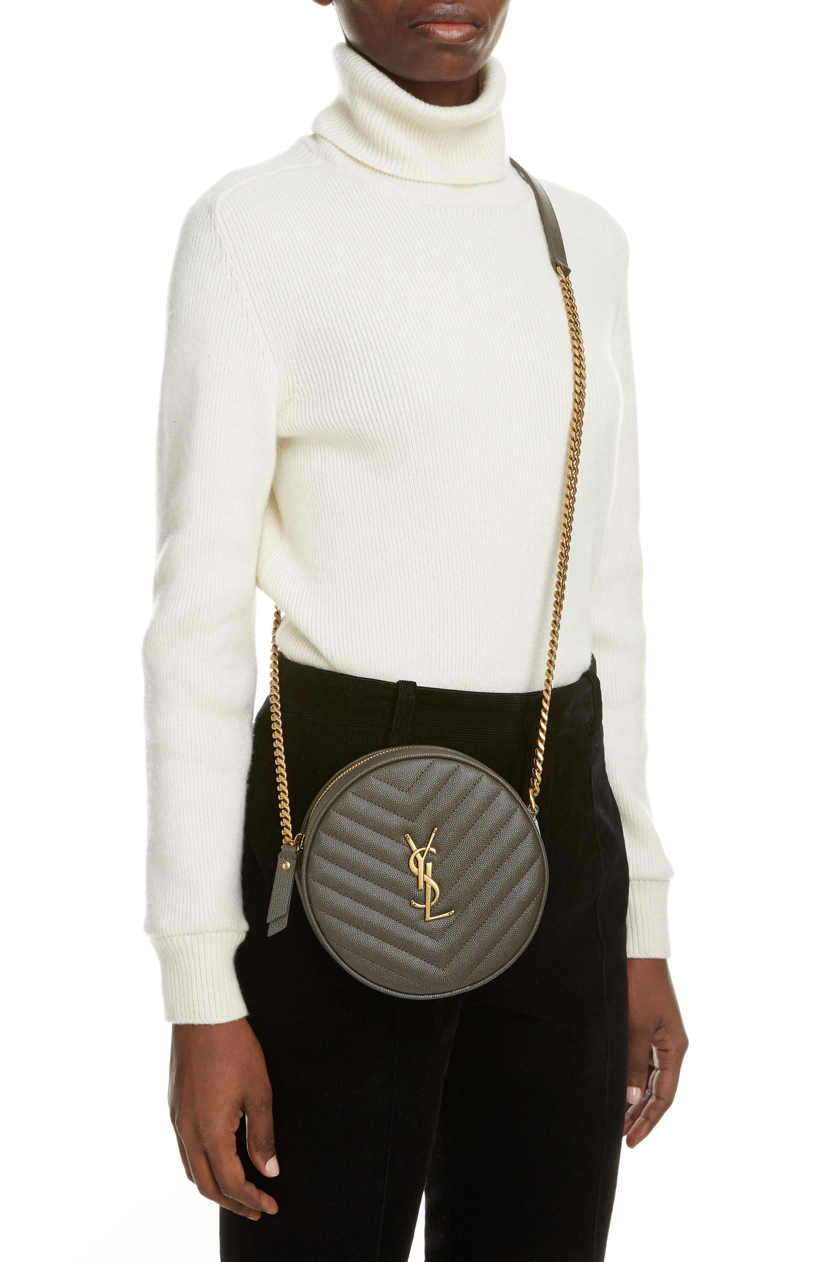 Vinyle Matelassé Leather Crossbody Bag, Alternate, color, PEBBLE