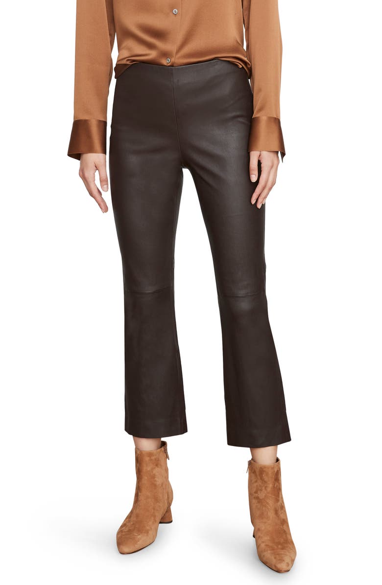 Vince Crop Flare Leg Leather Pants, Main, color, 