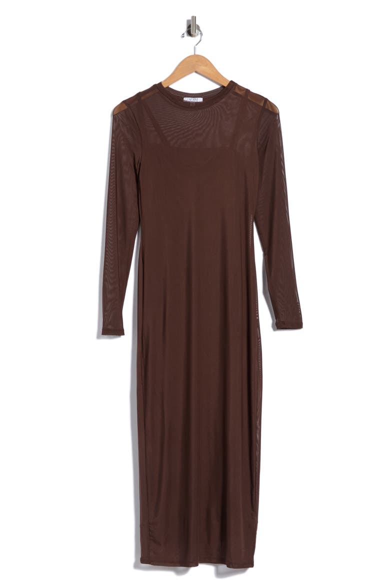 Brandi Floral Long Sleeve Dress, Main, color, JAVA