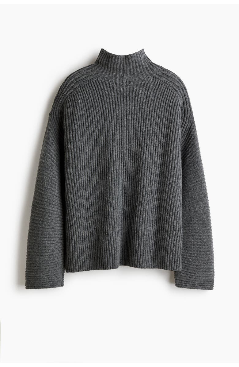 H&M Rib-knit Wool-blend Jumper, Main, color, Dark Gray