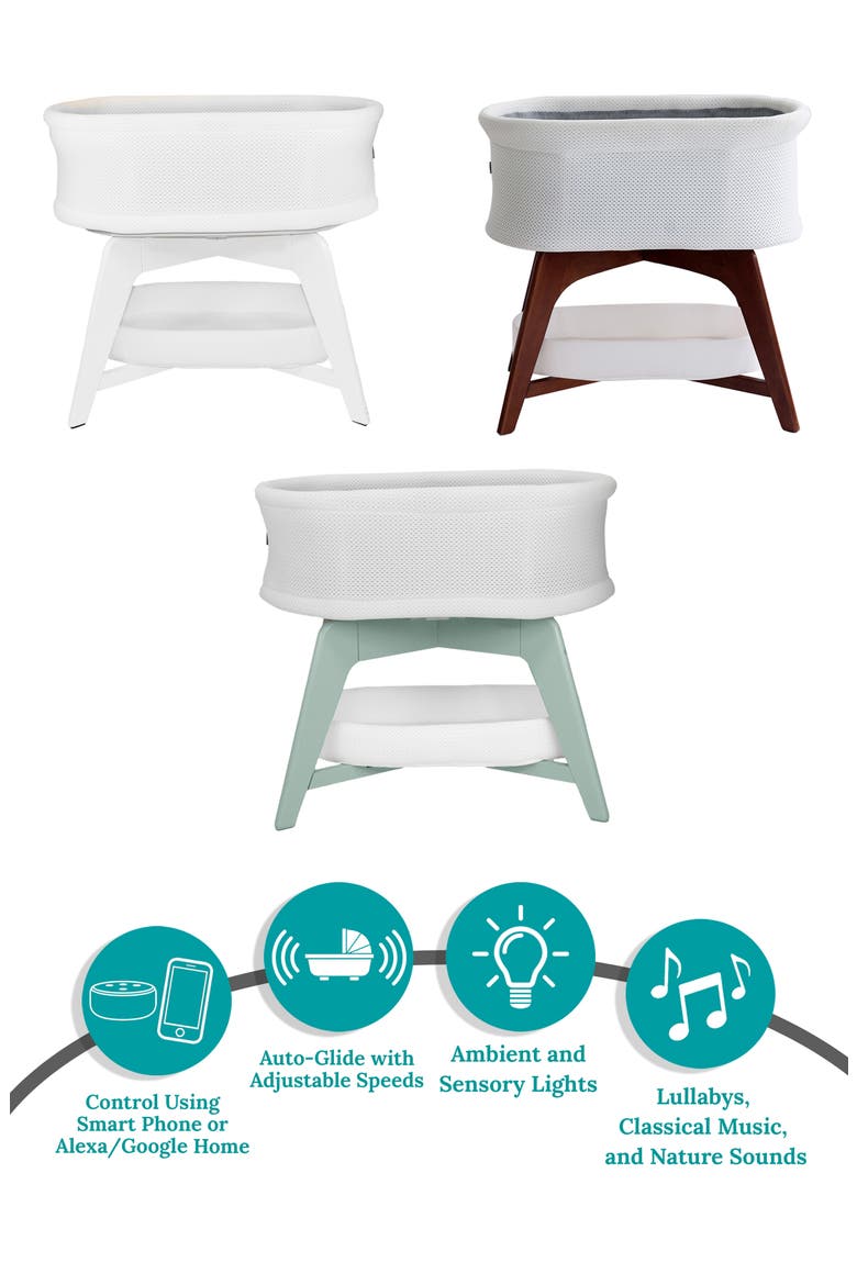 TrüBliss™ Evi Smart Bassinet, Alternate, color, WHITE ON WHITE