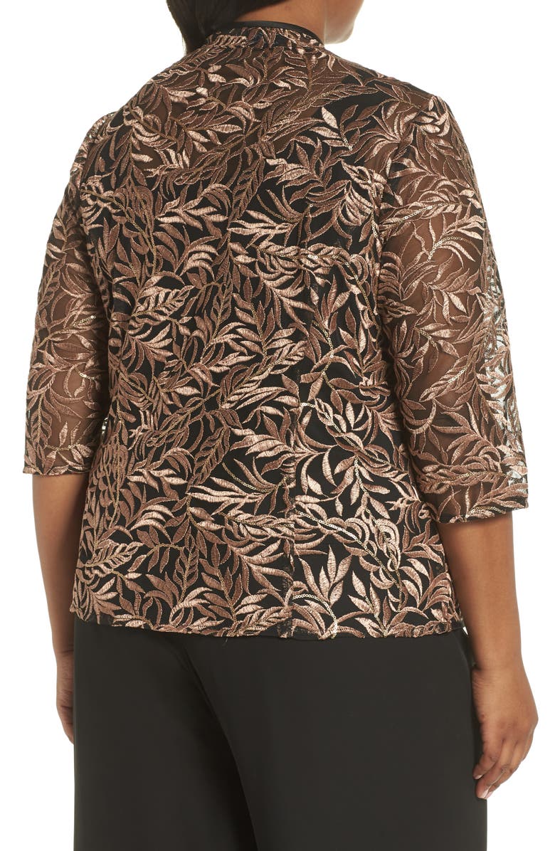 Alex Evenings Metallic Embroidered Twinset, Alternate, color, 