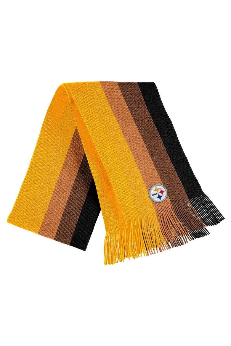 Women's WEAR by Erin Andrews Gold Pittsburgh Steelers Ombre Pom Knit Hat and Scarf Set, Alternate, color, Gold