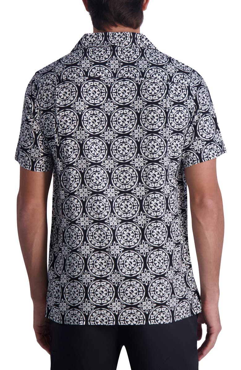 KARL LAGERFELD PARIS Medallion Paisley Print Short Sleeve Shirt, Alternate, color,