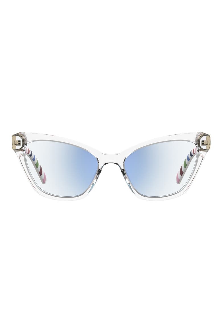 gracelyn 54mm blue light blocking cat eye reading glasses, Main, color, CRYSTAL/ DEMO LENS