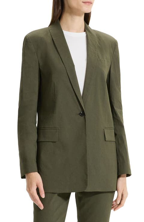 Good Shawl Collar Linen Blend Blazer