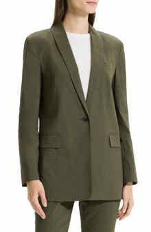Theory Good Shawl Collar Linen Blend Blazer