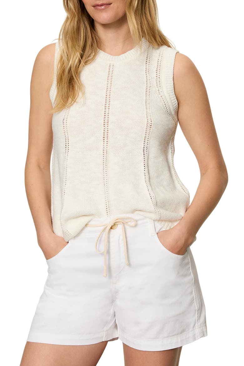 Easy Pointelle Knit Sleeveless Top, Main, color, CHALK WHITE