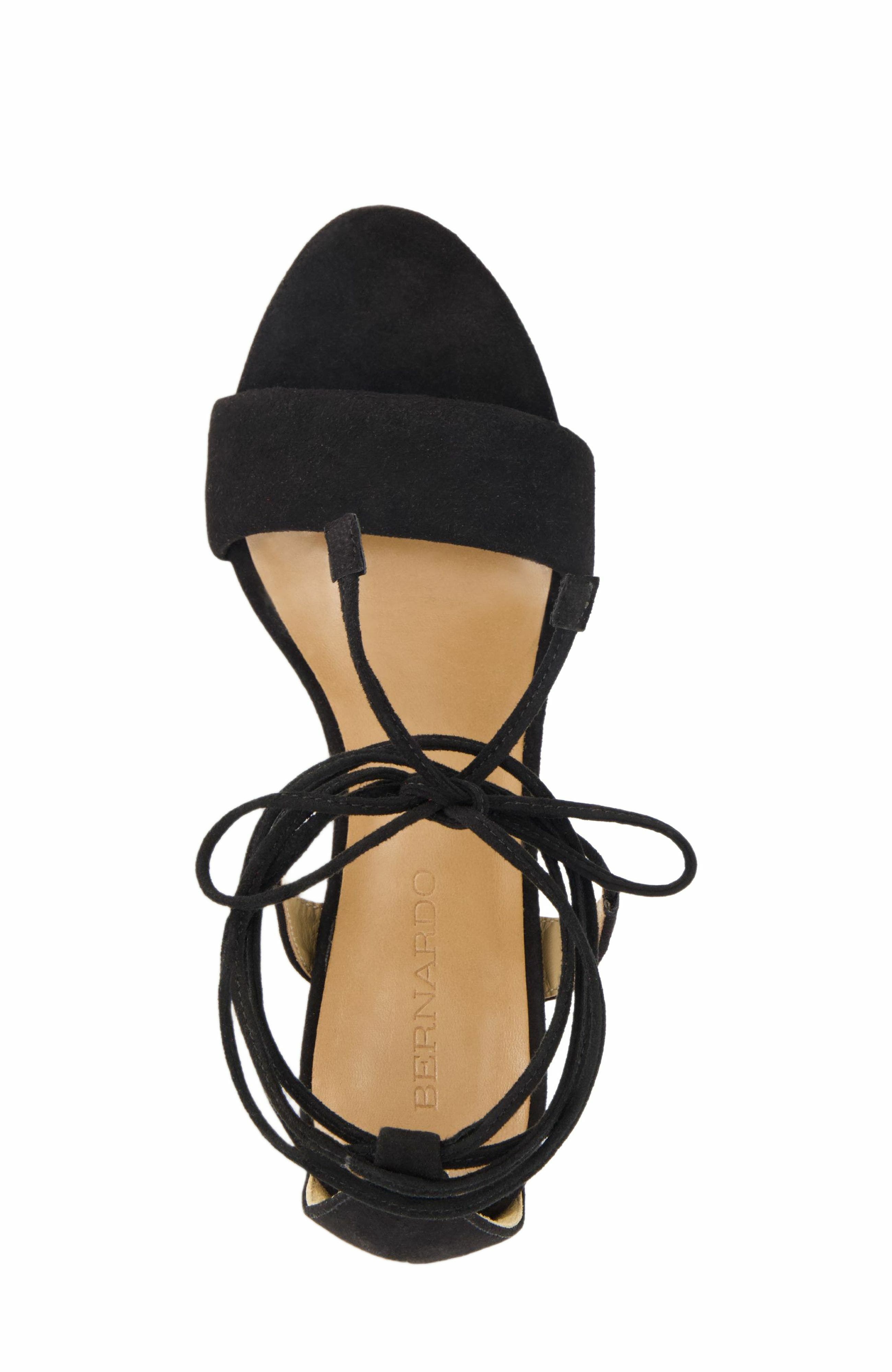 Bernardo Footwear Ieda Ankle Tie Heeled Sandal, Alternate, color, Black
