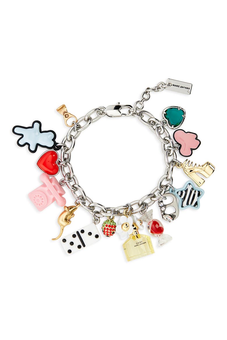 The Sticker Statement Charm Bracelet, Main, color, SILVER MULTI