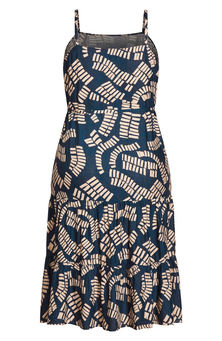 City Chic Odyssey Sleeveless Linen Blend Sundress, Alternate, color,