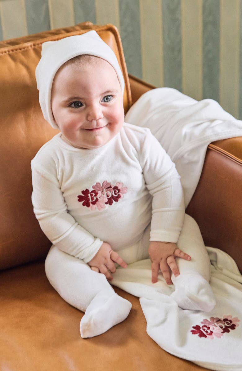 NoggiWear Clover Velour Beanie, Alternate, color, White Girl