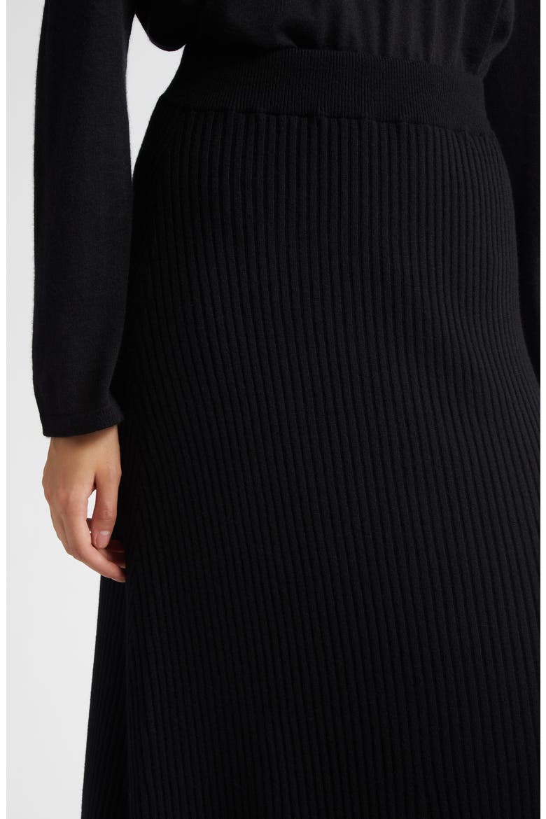 Cashmere Rib A-Line Sweater Skirt, Alternate, color, BLACK