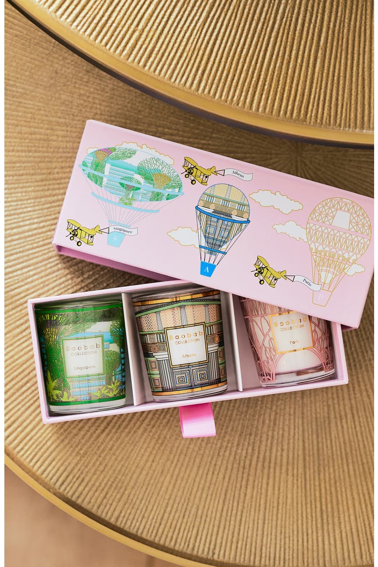 Singapore-Athens-Paris Travel Candle Trio, Alternate, color, MULTICOLOR