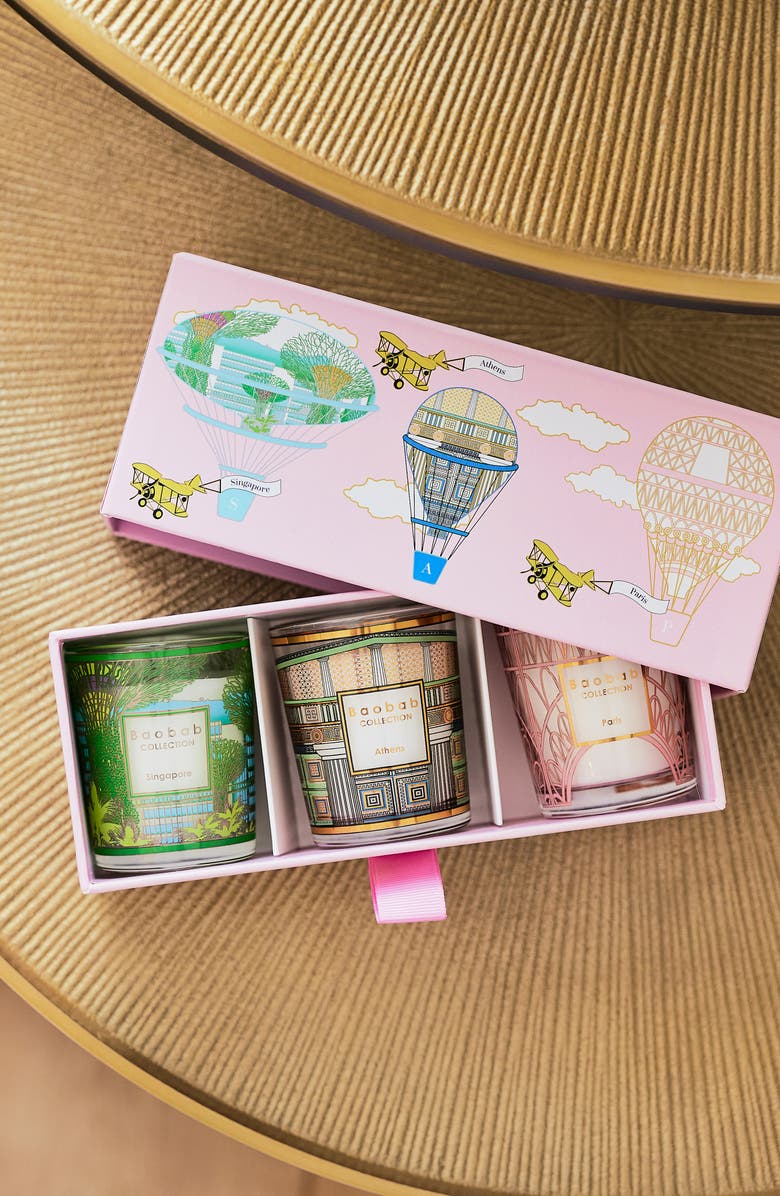 Baobab Collection Singapore-Athens-Paris Travel Candle Trio, Alternate, color, 