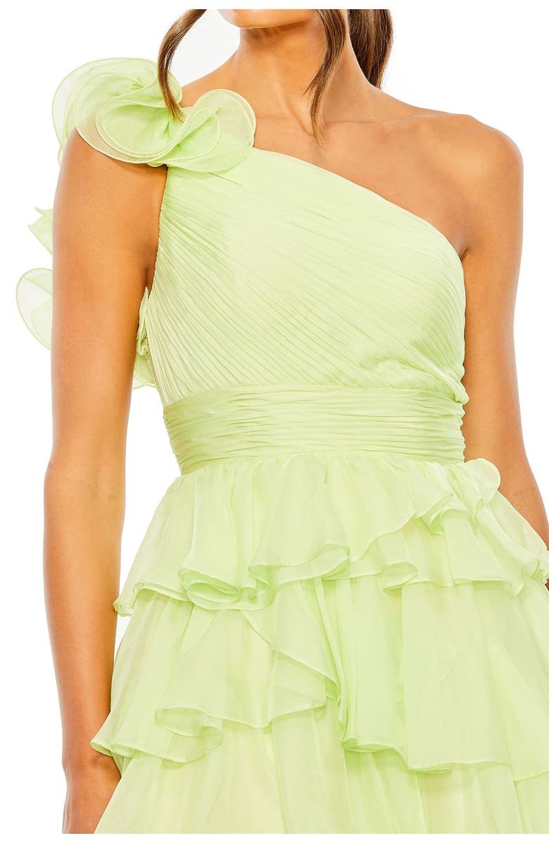 Mac Duggal One Shoulder Ruffle Tiered Ballgown, Alternate, color, Pistachio