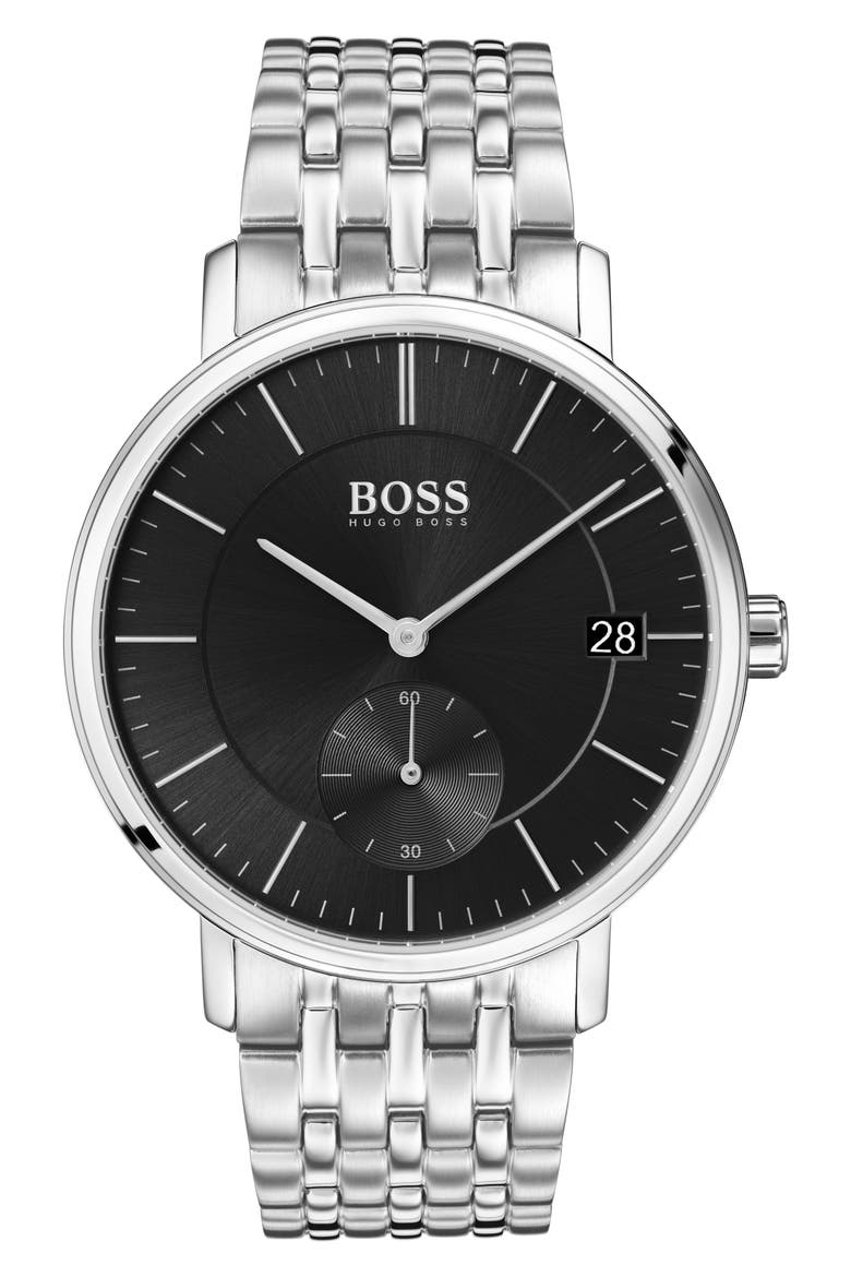 Round Bracelet Watch, 40mm, Main, color, BLACK/ SILVER