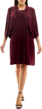 Nina Leonard 2-Piece Ruffle Bolero & Sleeveless Dress