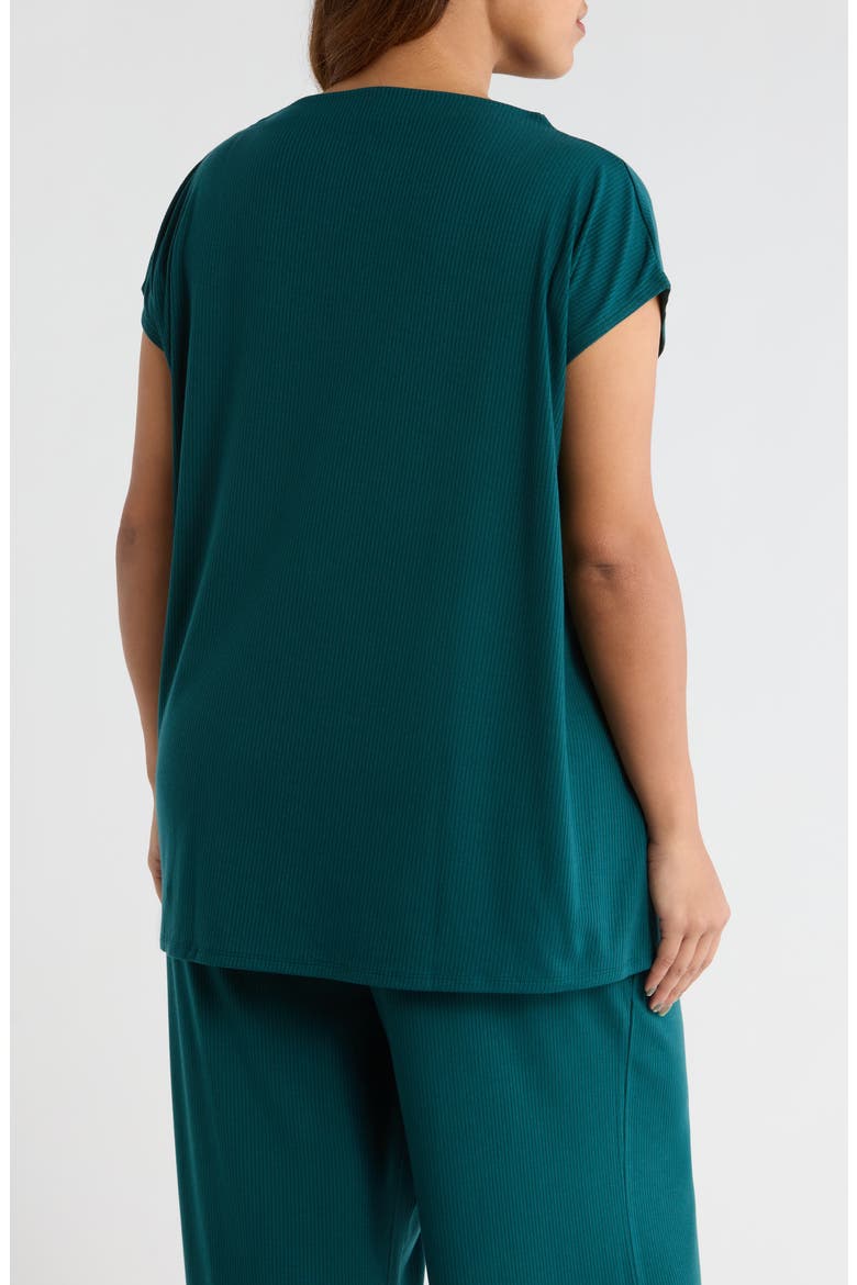 Rib Boxy Funnel Neck Top, Alternate, color, KELP