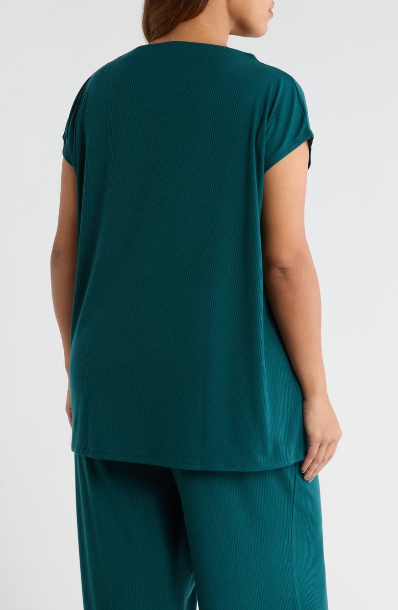 Eileen Fisher Rib Boxy Funnel Neck Top, Alternate, color, Kelp