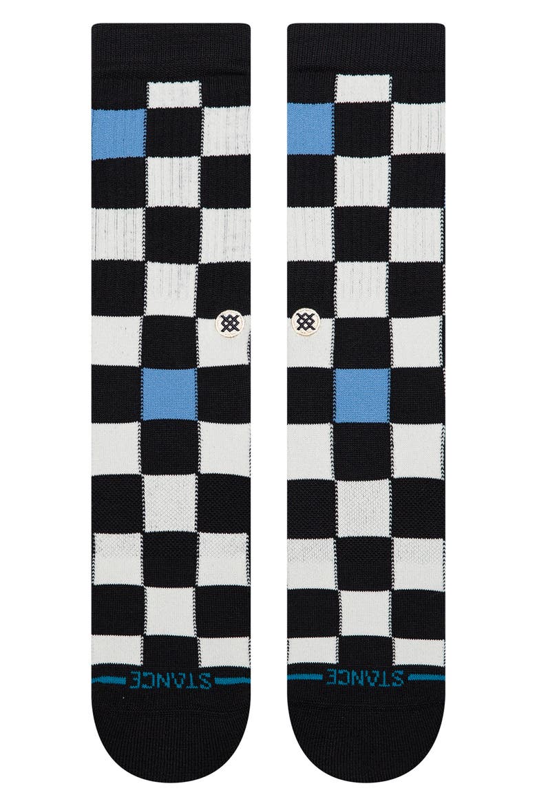 Chef Check Cotton Blend Crew Socks, Alternate, color, BLACK