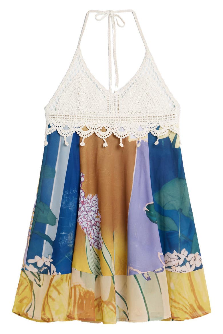 Sleeveless Crochet Minidress, Alternate, color, MULTI BLUE