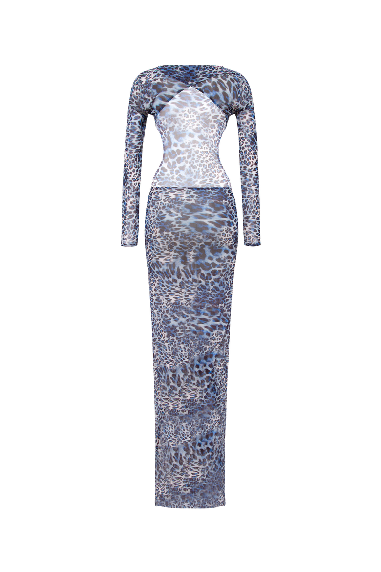 Camelia Dress, Alternate, color, Printed Leopard Blue