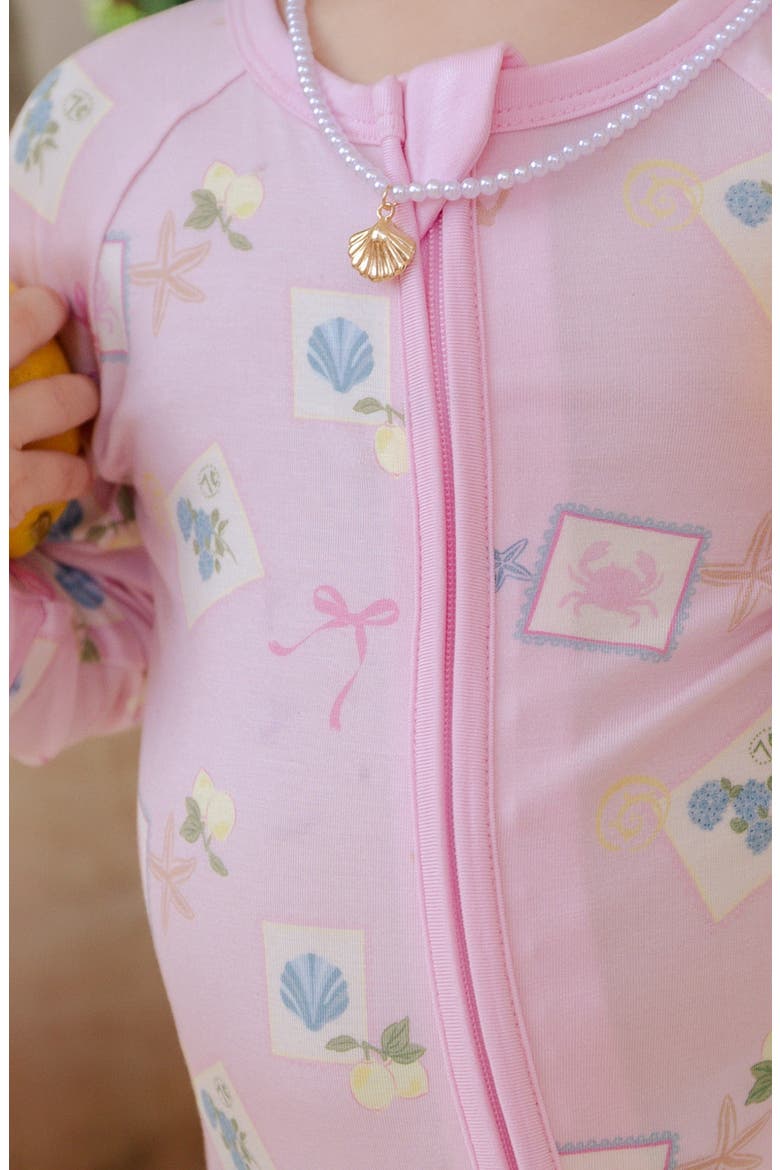 Little Coastal Notes Zipper Romper, Alternate, color, Light Pink