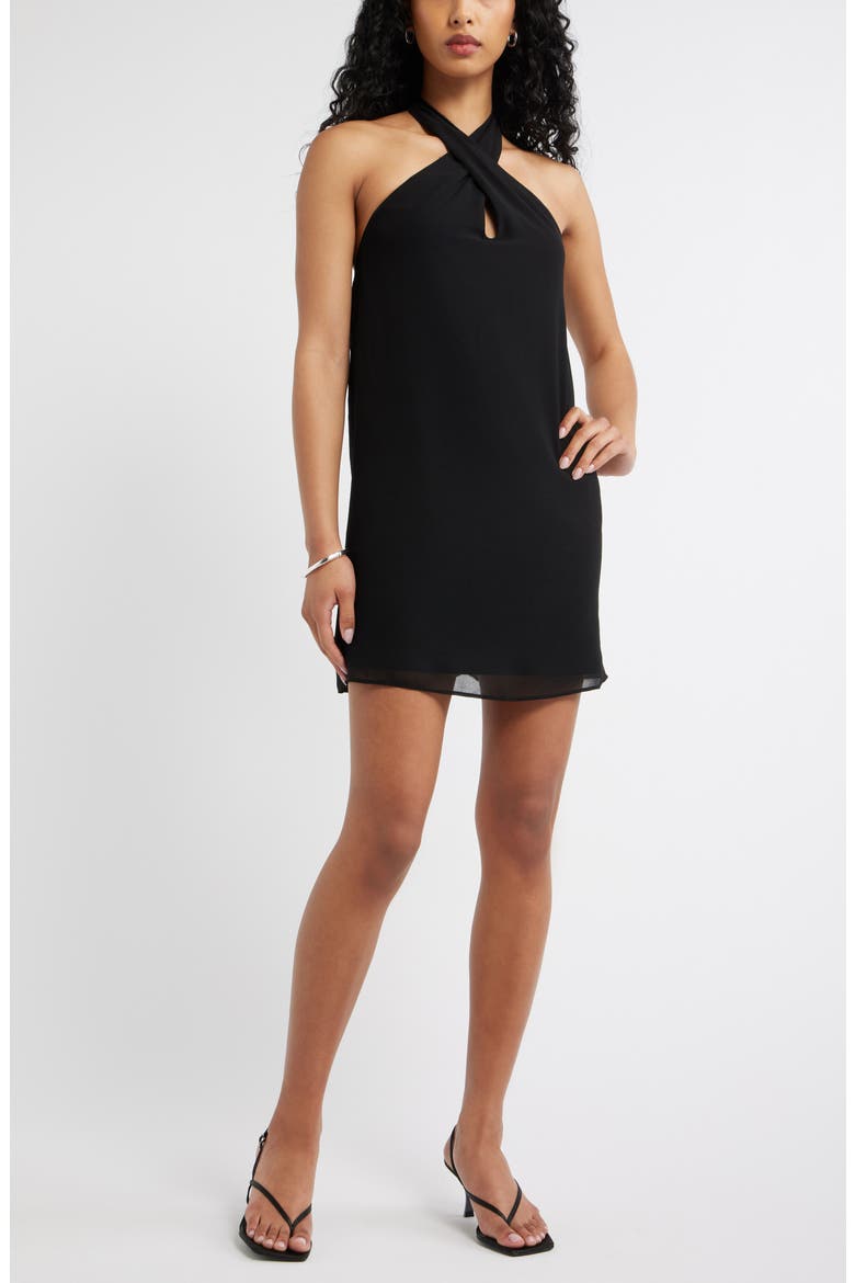 Halter Minidress, Main, color, BLACK