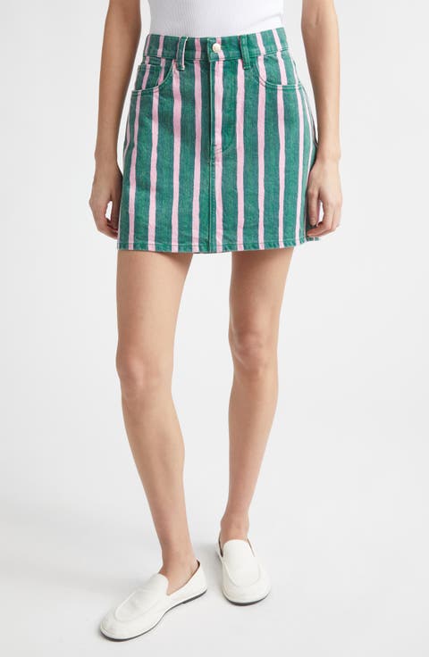 Ruudut Stripe Denim Miniskirt