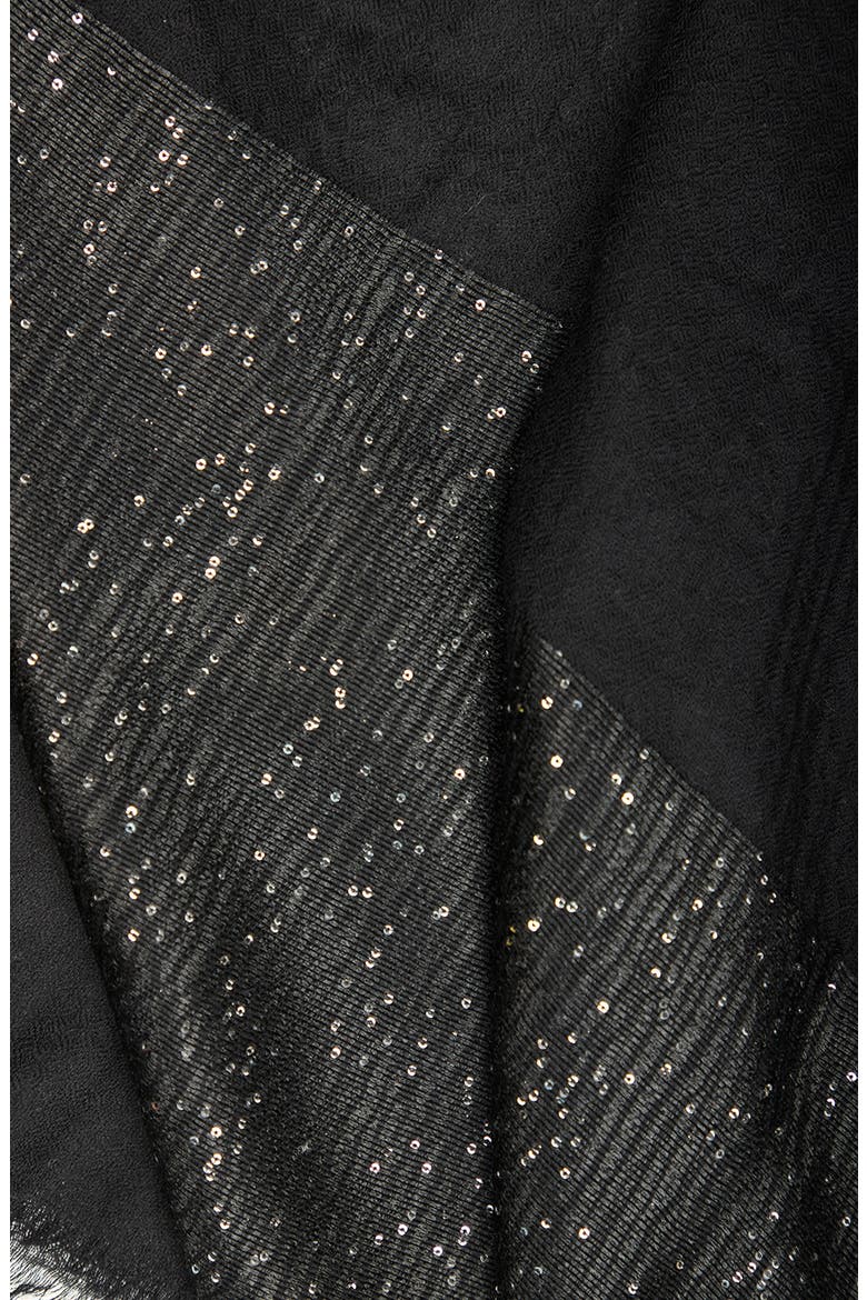 Sequin Cashmere Scarf, Alternate, color, BLACK
