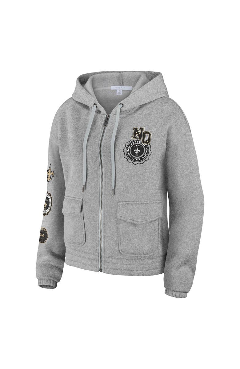WEAR by Erin Andrews Women's WEAR by Erin Andrews Heather Gray New Orleans Saints Full-Zip Hoodie, Alternate, color, Heather Gray