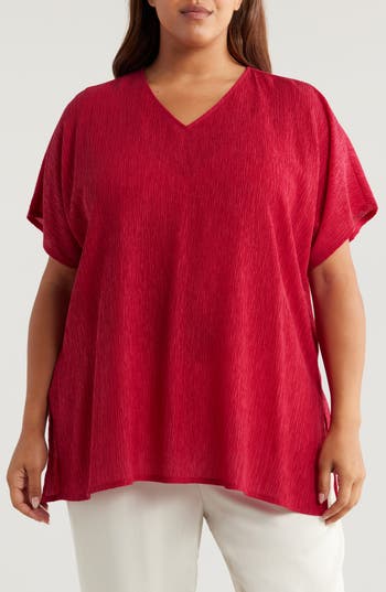 Eileen Fisher V-neck Tunic Top In Azalea
