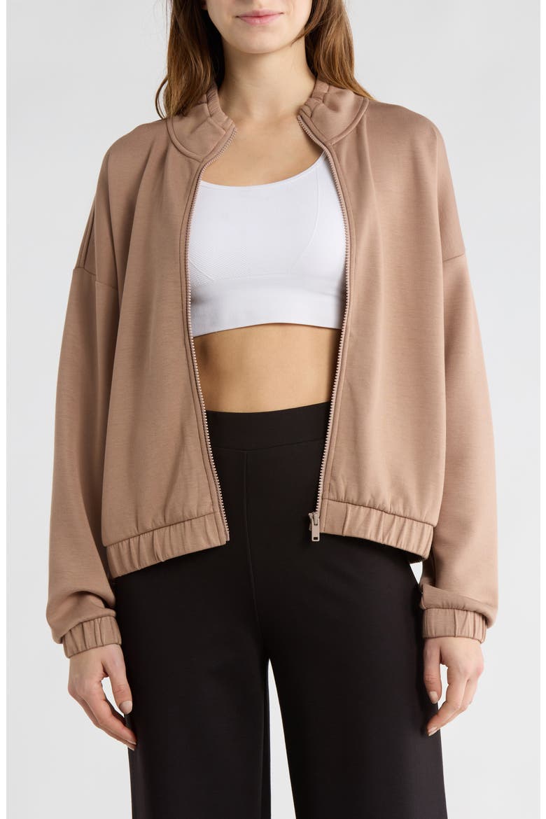 Whisper Knit Ruched Jacket, Main, color, TAN PORTABELLA