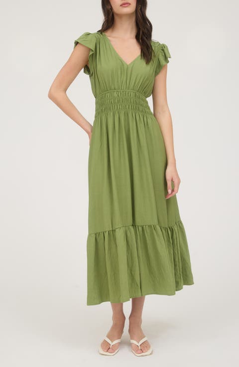 Flutter Sleeve Midi Dress