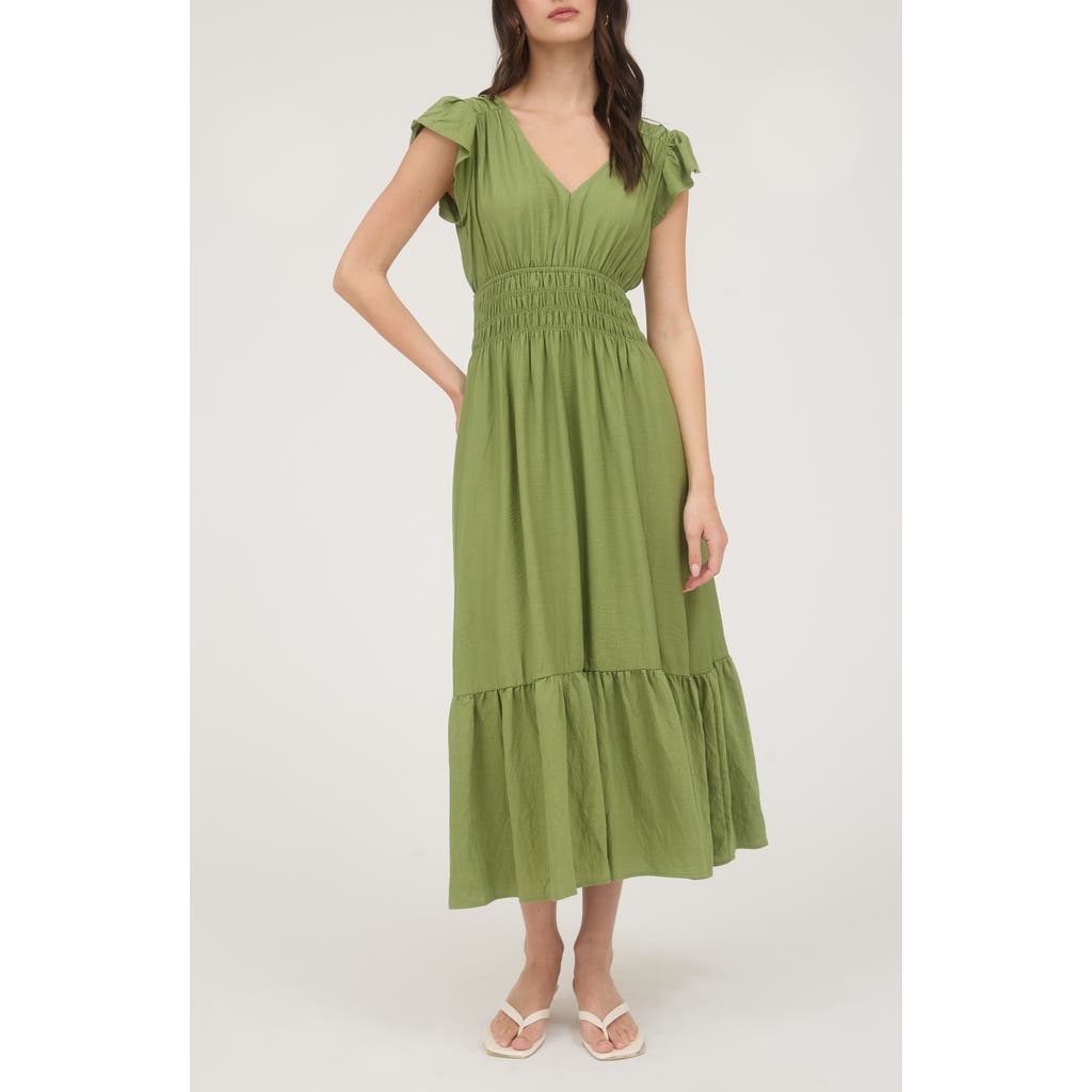 August Sky Flutter Sleeve Midi Dress