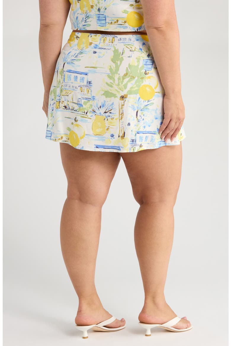 Ciendra Landscape Print Miniskirt, Alternate, color, IVORY/ BLUE