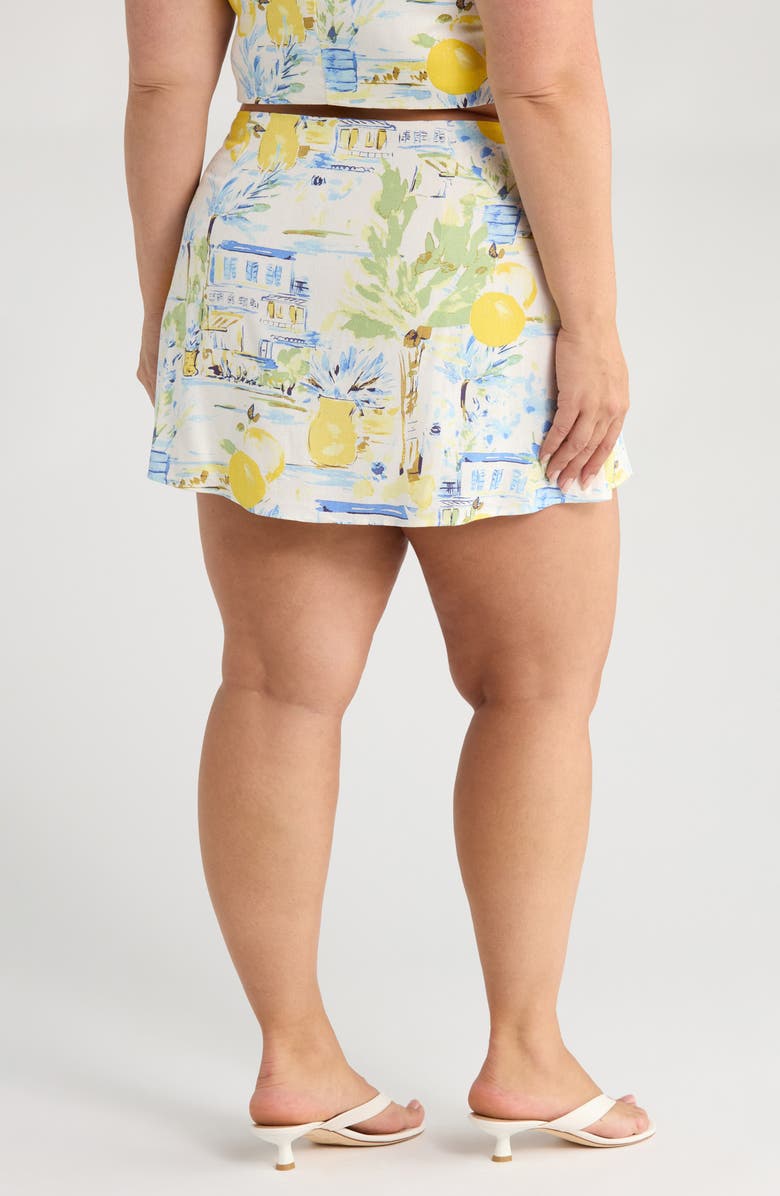 SUGARLIPS Ciendra Landscape Print Miniskirt, Alternate, color, Ivory/ Blue